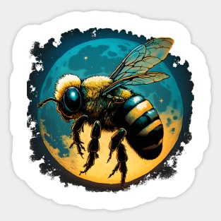 Enchanting Night Journey: A Cool Bee in Search of Nectar Sticker